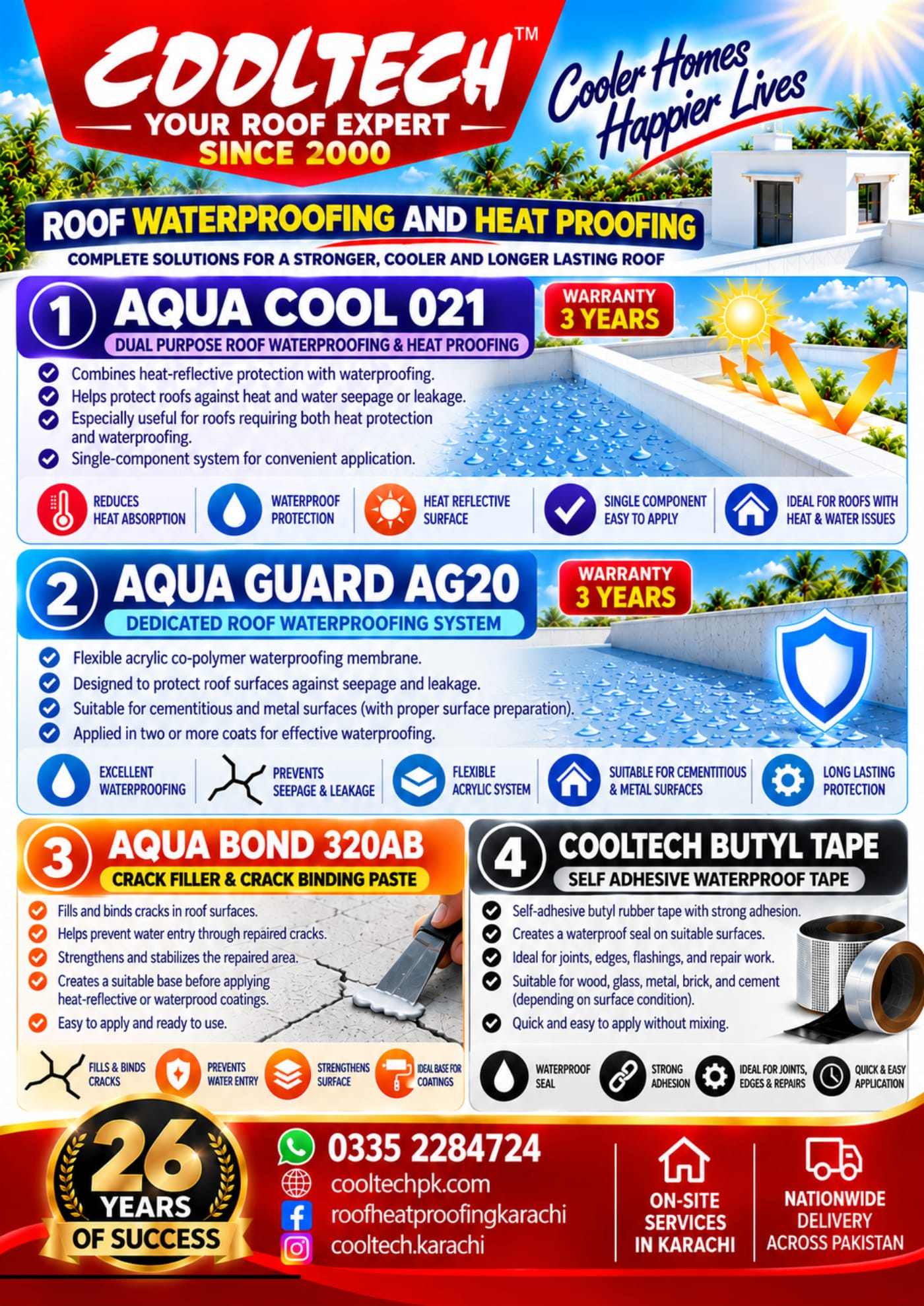 CoolTech brochure page 4: roof waterproofing and heat proofing